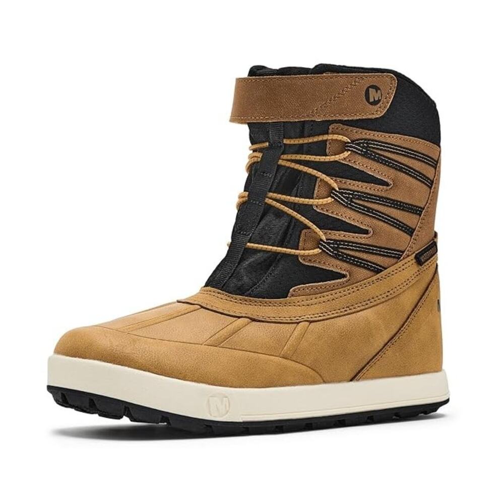 Merrell Big Kids Snow Bank 5.0 Boots Size 6 M EU 37 Wheat Black Waterproof NIB
